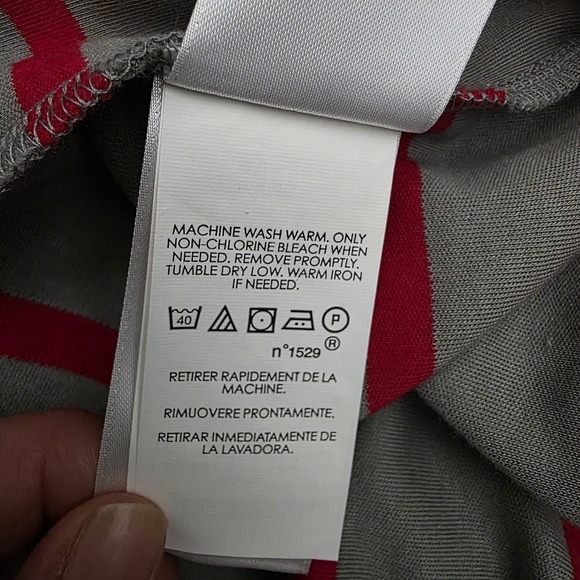 Polo Ralph Lauren Men's Large Gray Red Striped Cotton Polo Shirt - Picture 8 of 8